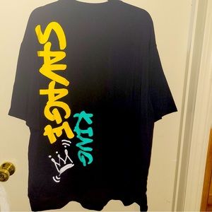 Men’s 4XL “Savage King” Black T-shirt with Graffiti Writing